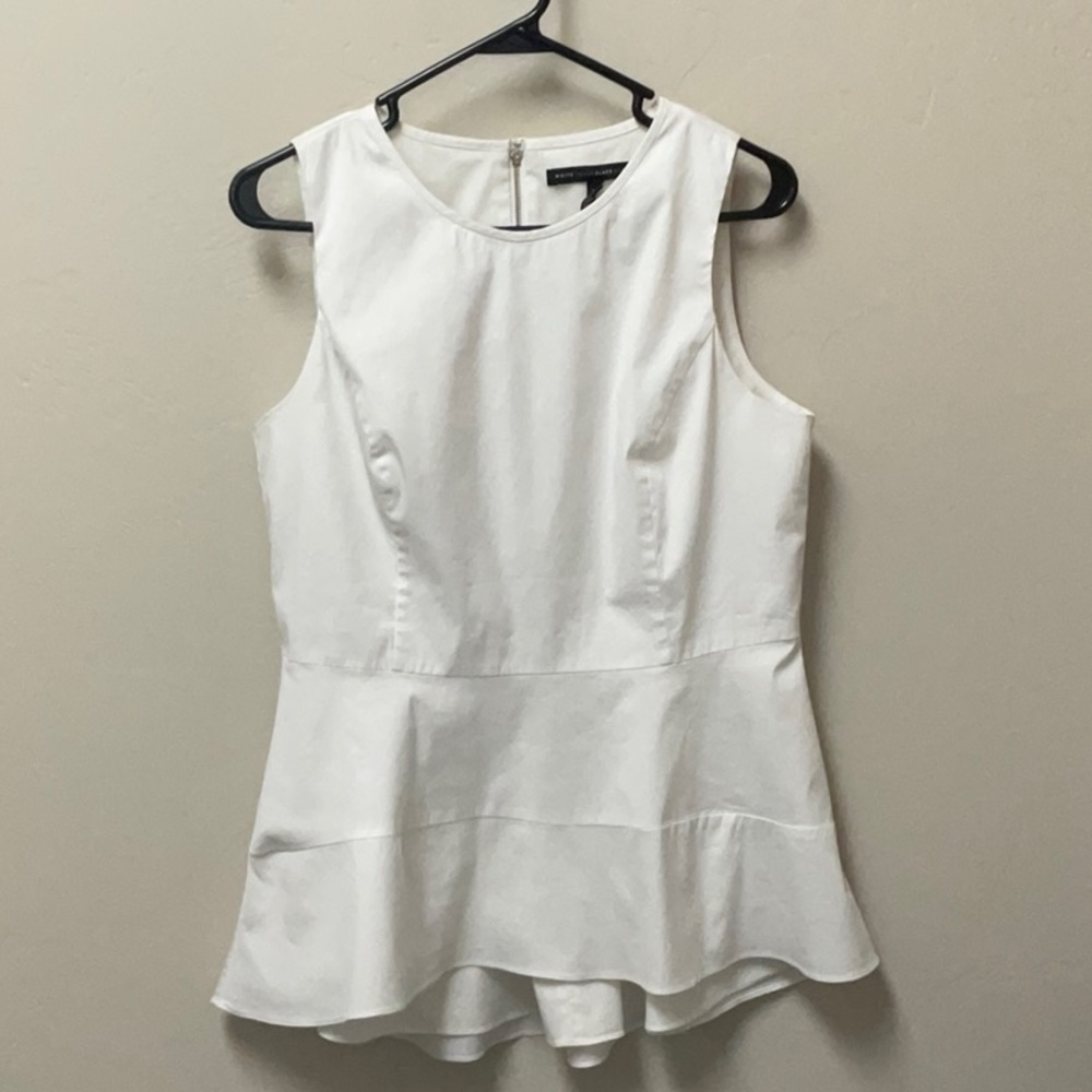 White double peplum blouse.  WHBM